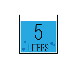 Wall Mural - 5 liters icon vector design. Liquid measure in liters isolated on white background