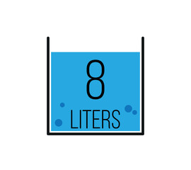 Wall Mural - 8 liters icon vector design. Liquid measure in liters isolated on white background