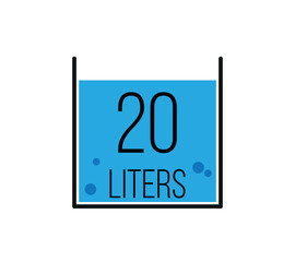 Wall Mural - 20 liters icon vector design. Liquid measure in liters isolated on white background