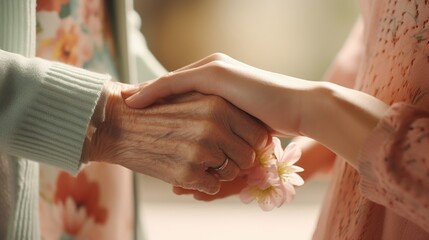Aufkleber - A close-up image of a person holding another person's hand. Suitable for various concepts and designs