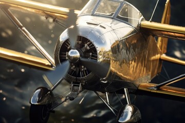 Poster - Close up of an airplane with a propeller. Suitable for aviation industry concepts