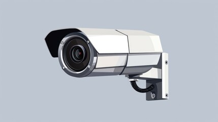 Aufkleber - A white camera securely mounted on a wall. Ideal for security and surveillance concepts