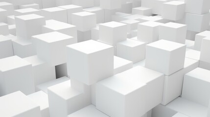 Poster - A large group of white cubes in a room. Perfect for architectural design projects