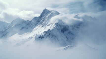 Aufkleber - Majestic snow-covered mountain with clouds