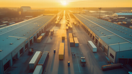 Wall Mural - Harbor Hub Aerial View of a Container Ship Docked at the Port