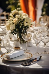 Poster - A beautifully arranged table set for a formal dinner. Perfect for event planning