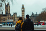 Fototapeta Big Ben - Couple's Embrace Overlooking London Skyline