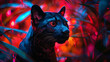 Fossa predator of the Malagasy nebula forests its sleek form a shadow amongst the neon flora