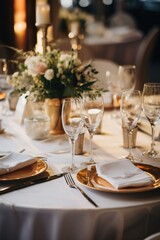 Poster - Elegant table set for a formal dinner event. Perfect for luxury dining concepts