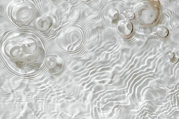 Poster - A mesmerizing sight of a group of bubbles gracefully floating in a tranquil pool of water, reflecting light and creating a serene ambiance