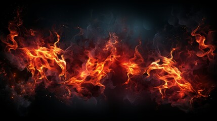 Poster - red and yellow flames blazing against a black background, creating an intense and fiery spectacle