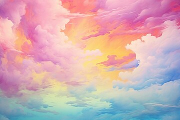 Poster - Beautiful painting of a colorful sky with clouds. Perfect for backgrounds or nature-themed designs