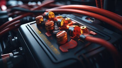 Poster - Detailed view of a car engine, suitable for automotive industry