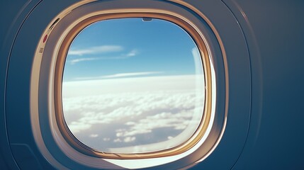 Poster - A peaceful view of the sky through an airplane window, perfect for travel concepts