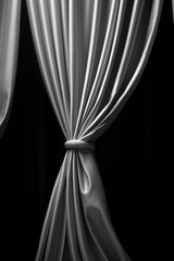 Poster - A minimalist black and white photo of a curtain. Perfect for interior design projects