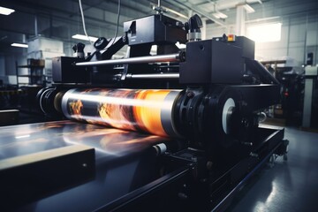 Leinwandbilder - A printing machine with a large roll of paper, suitable for industrial or office settings