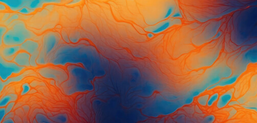 Lines and spots of background, gradient of bright orange and dark blue colors