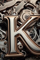 Poster - Close up of the letter K on a clock, suitable for time management concepts