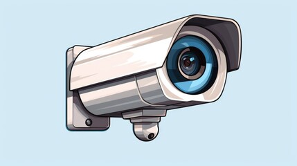 Poster - Security camera with blue lens, ideal for surveillance concepts
