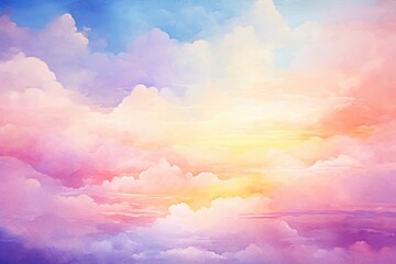 Aufkleber - A beautiful painting of a sunset with dramatic clouds in the sky. Ideal for home decor or office wall art