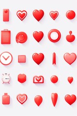 Poster - Collection of red heart icons, perfect for love and romance concepts