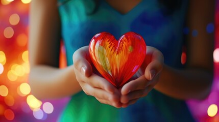 Aufkleber - A person holding a heart shaped object. Perfect for Valentine's Day designs