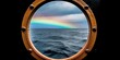 A unique perspective of the ocean seen through a ship's porthole. Ideal for travel or maritime concepts