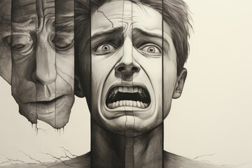 Poster - Detailed drawing of a man's face and head, suitable for graphic design projects