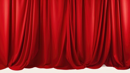 Poster - A vibrant red curtain against a clean white backdrop. Ideal for interior design concepts