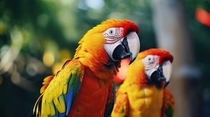 Poster - Two vibrant parrots side by side, suitable for various projects
