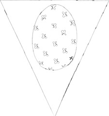 Poster - Flag with doodle egg for Easter holiday decoration.