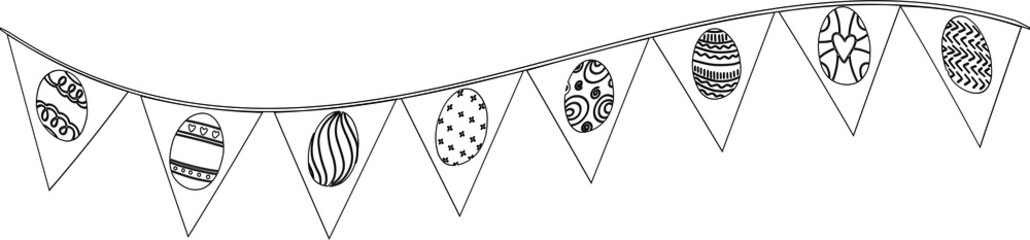 Sticker - Garland with doodle egg for Easter holiday decoration.