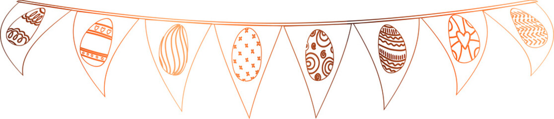 Sticker - Garland with gradient egg for Easter holiday decoration.