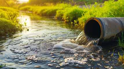 Wall Mural - Wastewater pollution industrial pipe sewage dirty