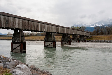 Wall Mural - River Rhine, Vaduz, Liechtenstein