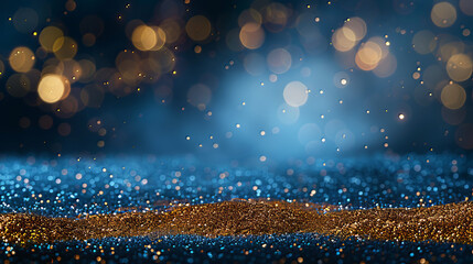 sprinkled gold dust on a dark blue background, 