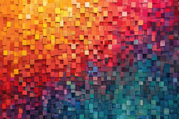 Poster - mosaic pattern made up of small, colorful squares.