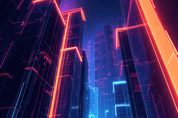 Poster - digital artwork of a futuristic cityscape.
