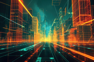 Poster - digital artwork of a futuristic cityscape