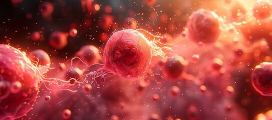 Poster - A vibrant microcosm of life, pulsing with energy and bursting with potential, captured in a single crimson frame