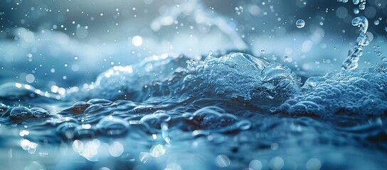 Poster - a serene moment captured as water dances with fluidity, enveloped in the pure essence of nature, whi