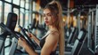 © wikkie - Beautiful Young Girl Workout at Fitness Gym. generative AI image