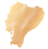 Fototapeta Desenie - abstract map of Ecuador - vector illustration of striped gold colored map