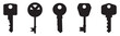 Key Icon set. Key vector icon. Set of black silhouettes of door case. Vector illustration