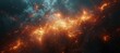 A mesmerizing display of cosmic fireworks illuminating the vast expanse of the universe, as a fiery nebula dances in the smoke-filled sky of outer space