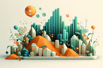 Aufkleber - Abstract business graph in mountain style. Data bars concept element for business.