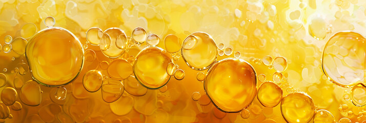 Golden yellow oil bubble background