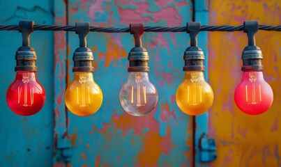 Poster - a vibrant still life of glowing light bulbs illuminating the beauty of art