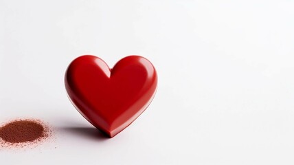 Red Heart-shaped Object on Powdered Cocoa
