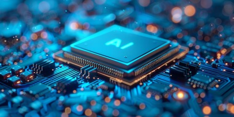 Poster -  A Macro Perspective of a AI Circuit Board, the Heartbeat of Modern Computing and Electronic Innovation, Generative AI